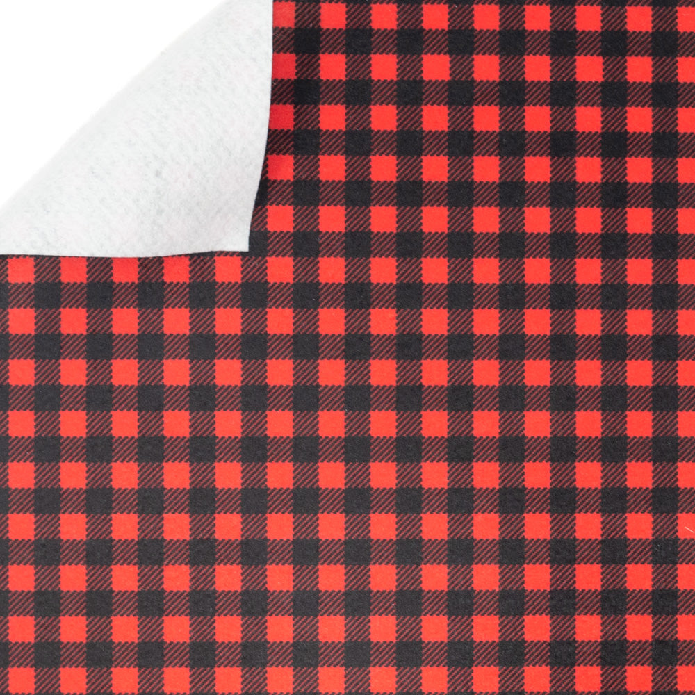 Red Buffalo Check Printed Felt – Over The River Felt